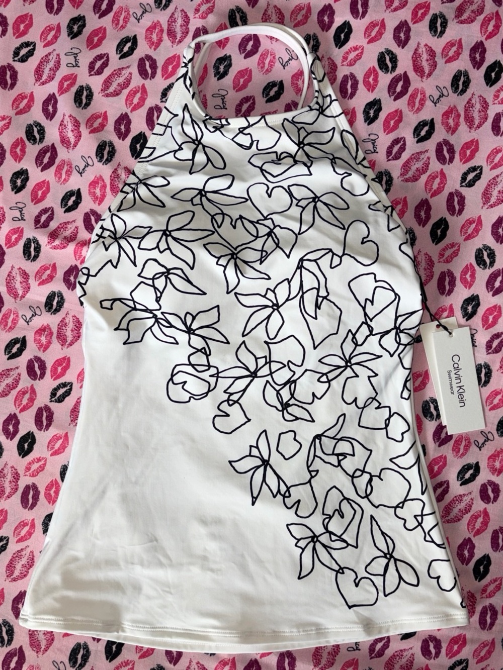 Calvin Klein white cross back tankini